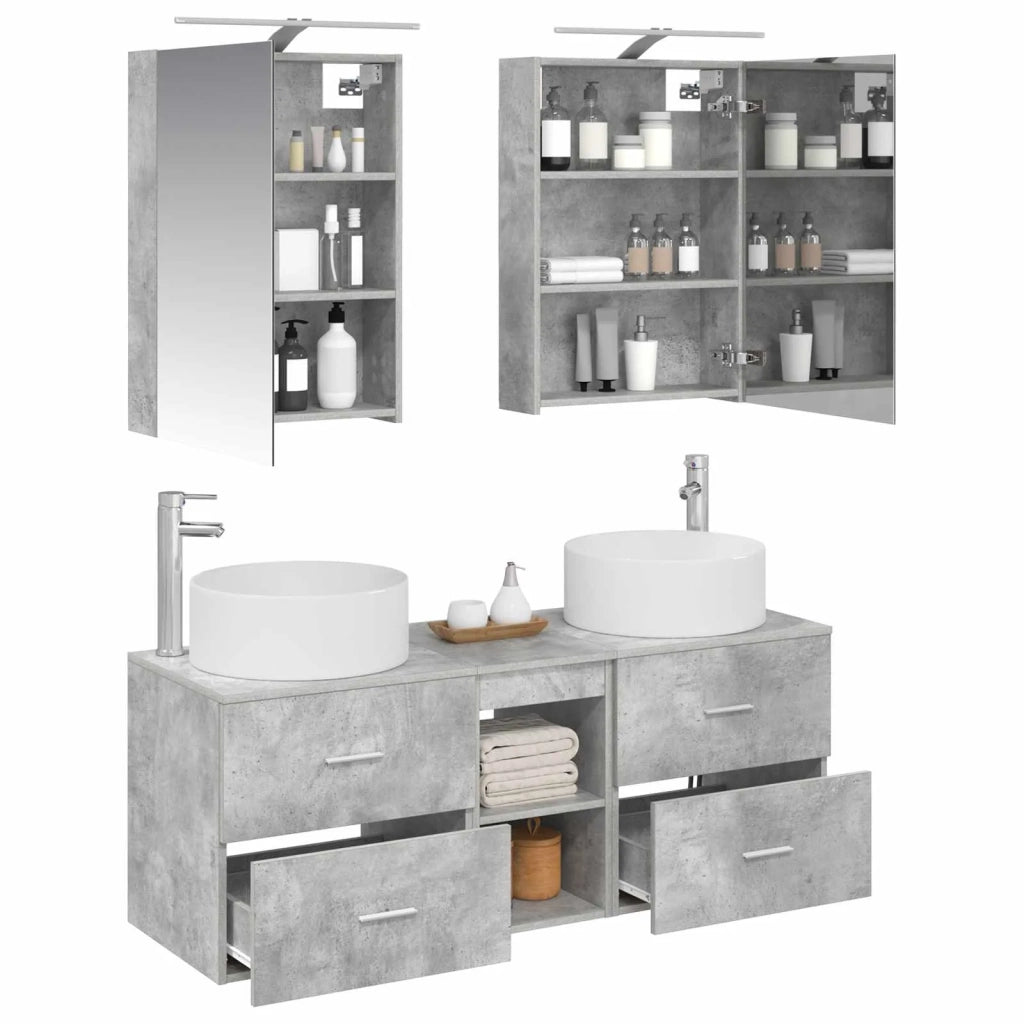 Set di mobili per il bagno 5 pcs Grigio Cemento 3407074
