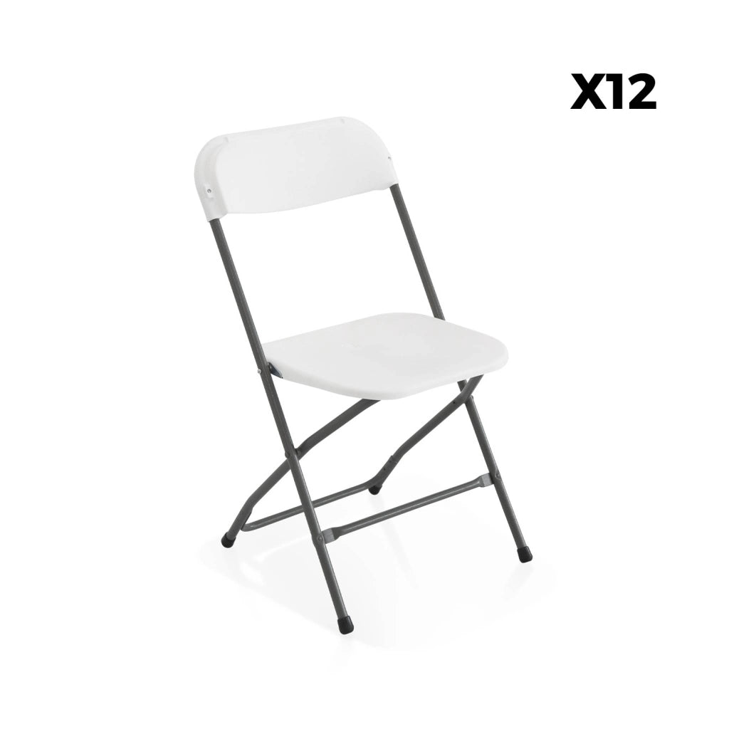 Set di 2 tavoli da ricevimento pieghevoli in plastica, 12 sedie,