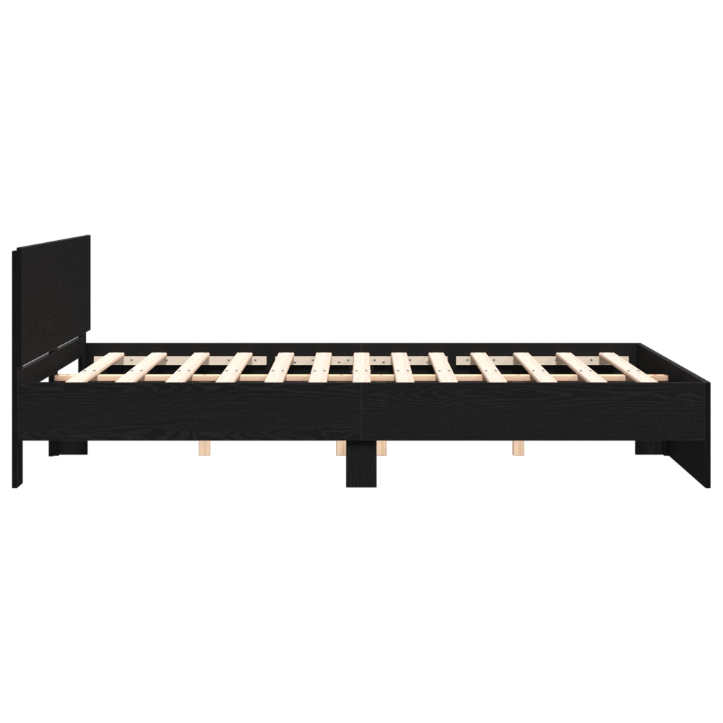 Struttura letto con testata rovere nero 180x200 cm legno ingegnerizzato