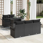 Set Divano da Giardino 6 pcs Nero Rattan in Polipropilene