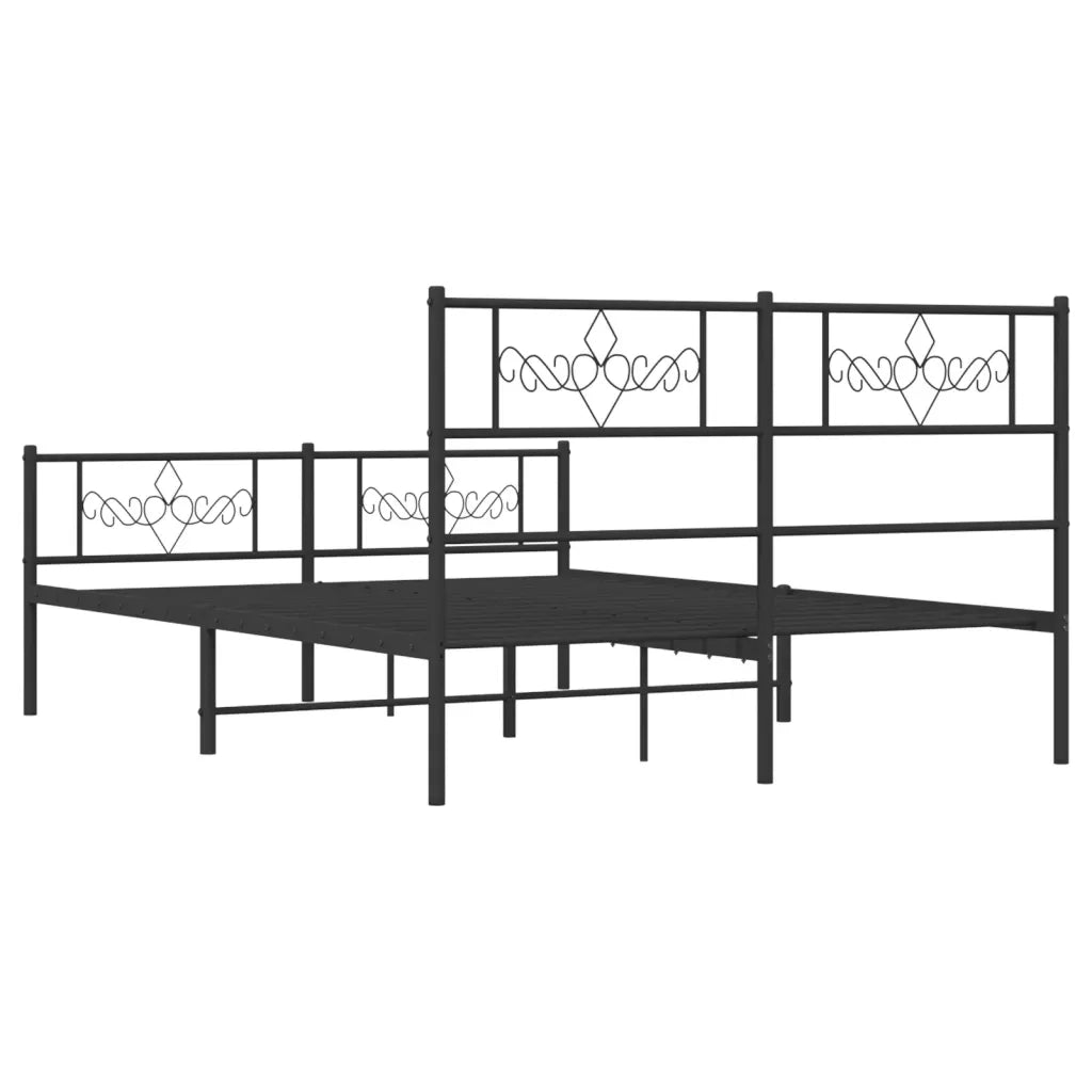 Giroletto con Testiera e Pediera-Struttura Letto Metallo Nero 120x190 cm 500536