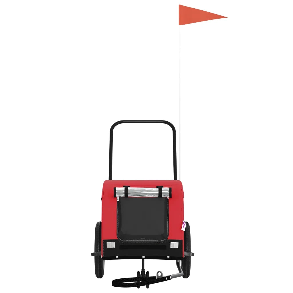Rimorchio da Bici per Animali Rosso e Nero Oxford e Ferro CFW5331545