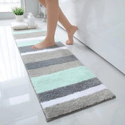 Tappeto da bagno, morbido, alta densità, microfibra, mat di bagno, assorbente, lavabile, 40 x 120 cm, verde/grigio