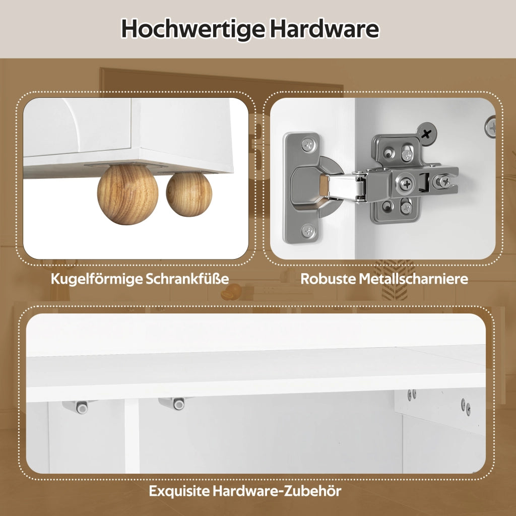 Mobile TV con 4 Ante e 4 Scomparti; Stile Moderno; in MDF; 175??38??50 cm; Naturale e Bianco