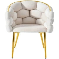 Sedia Imbottita in Velluto con Protezione per la Schiena, Gambe Anteriori Regolabili, di Lusso, 50×47×80 cm, Beige