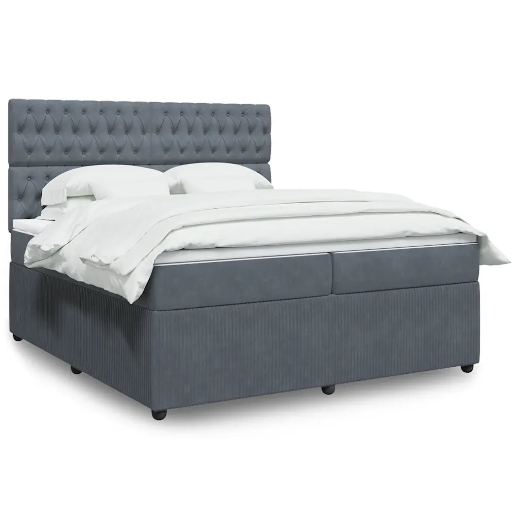 Giroletto a Molle con Materasso Grigio Scuro 200x200 cm Velluto 3294737