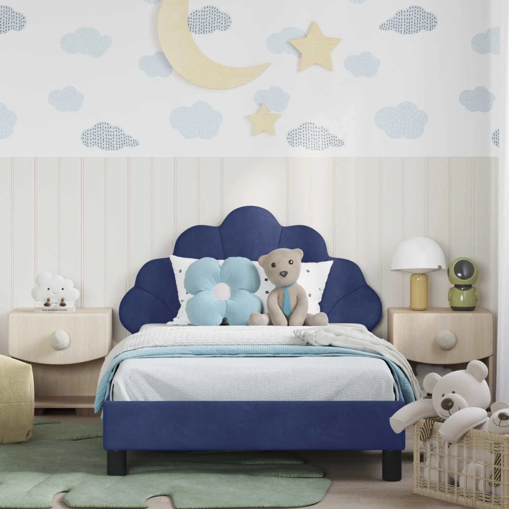 Struttura letto Bambini | Letto Infantile | Lettino con testata Blu Polizia 80 x 200 cm