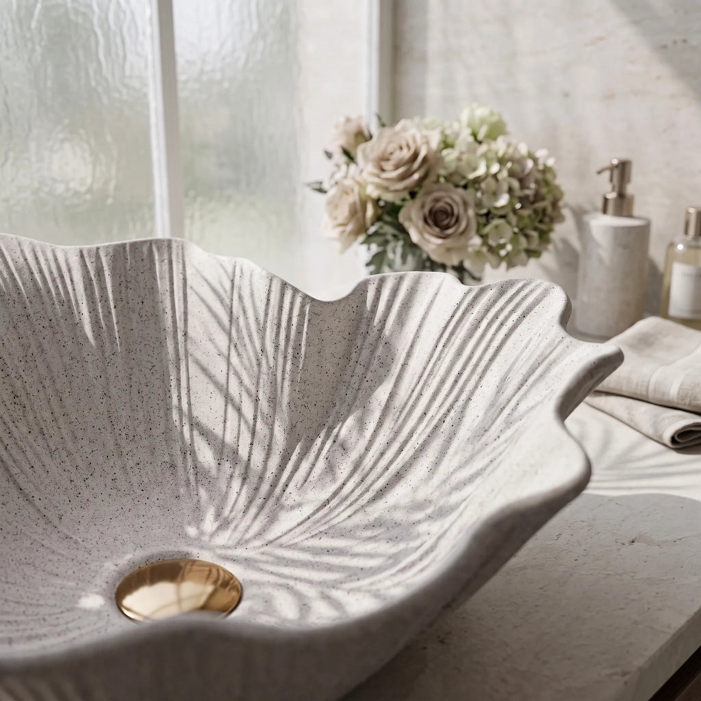 Lavabo Da Appoggio Rea Flower Beige