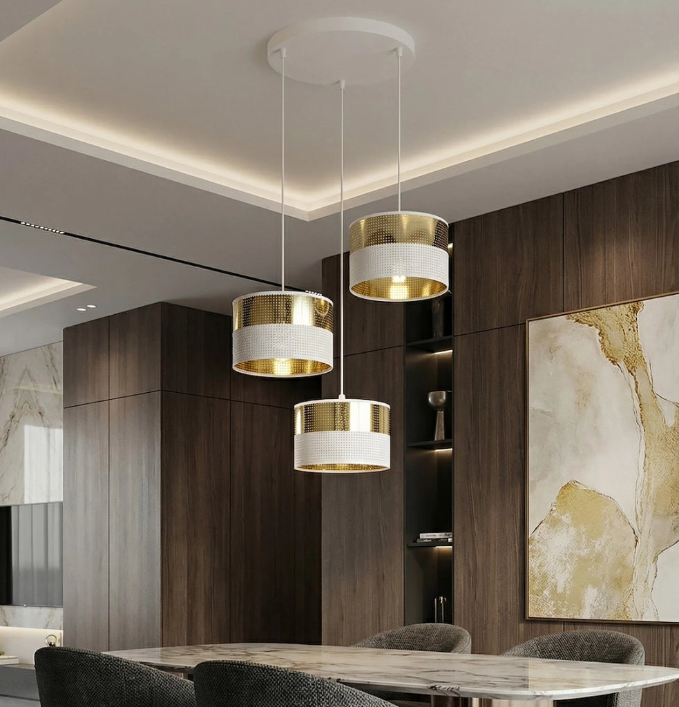 Lampadario LUX Emibig bianco oro metallico 3xE27