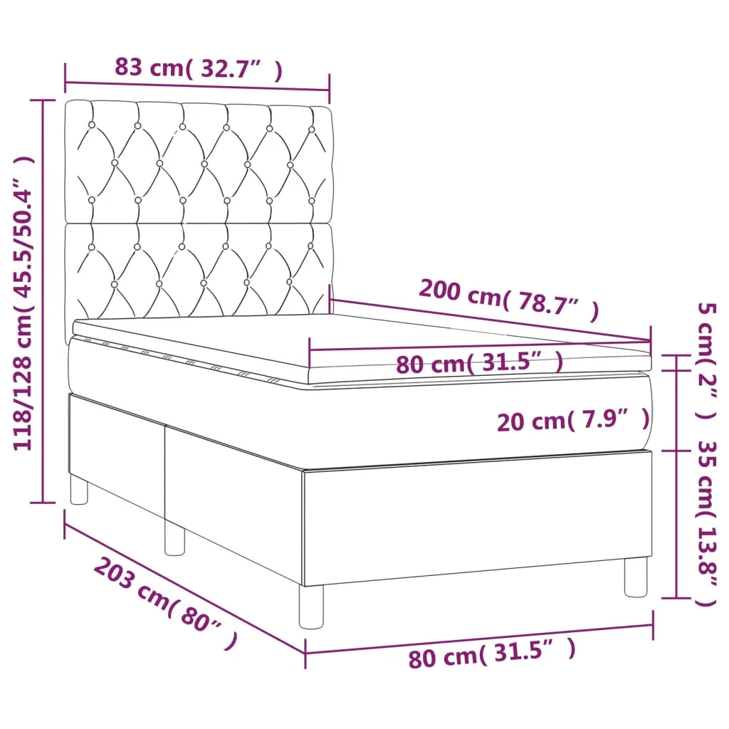 Giroletto a Molle con Materasso Marrone Scuro 80x200 cm Tessuto 3141972