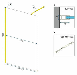 Parete Doccia Rea Aero Gold N 120 Walk In + Evo