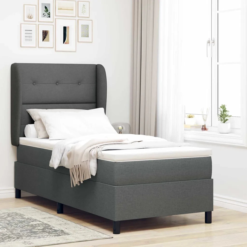 Letto a molle con materasso Grigio scuro 100 x 200 cm Tessuto 3340551
