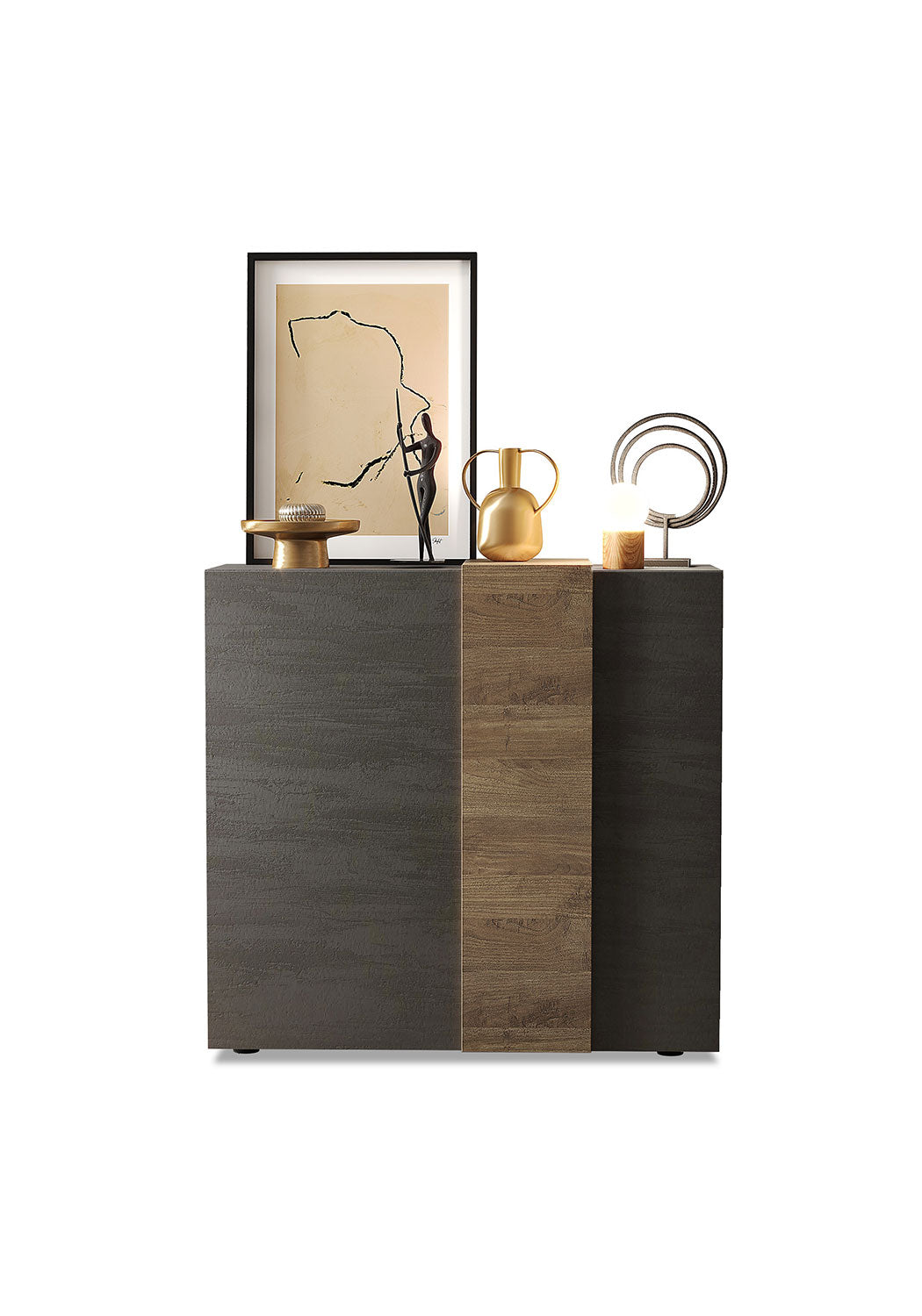 Madia Design Moderno 2 Ante Venus 121x44x114 cm Titanio E Noce Mercure