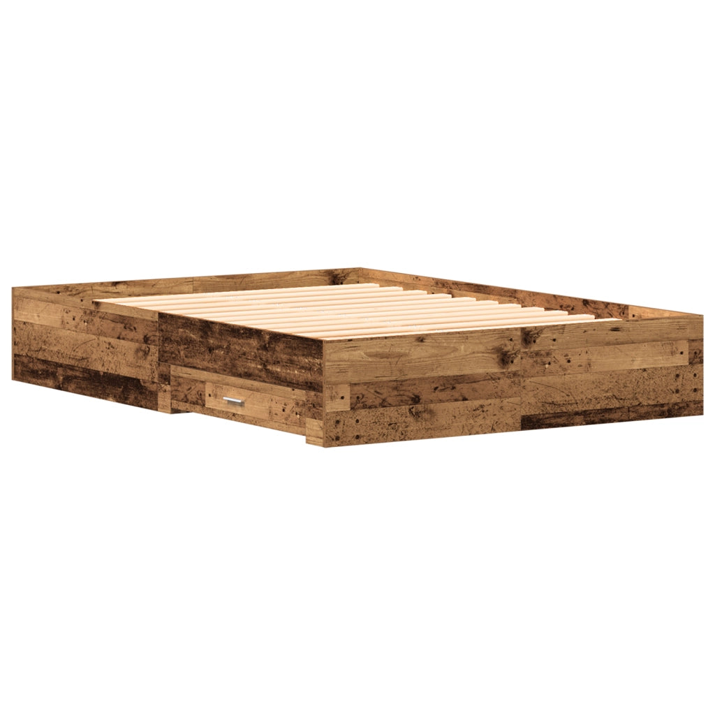 Struttura Letto con Cassetti Legno Invecchiato 135x190 cm Legno Ingegnerizzato
