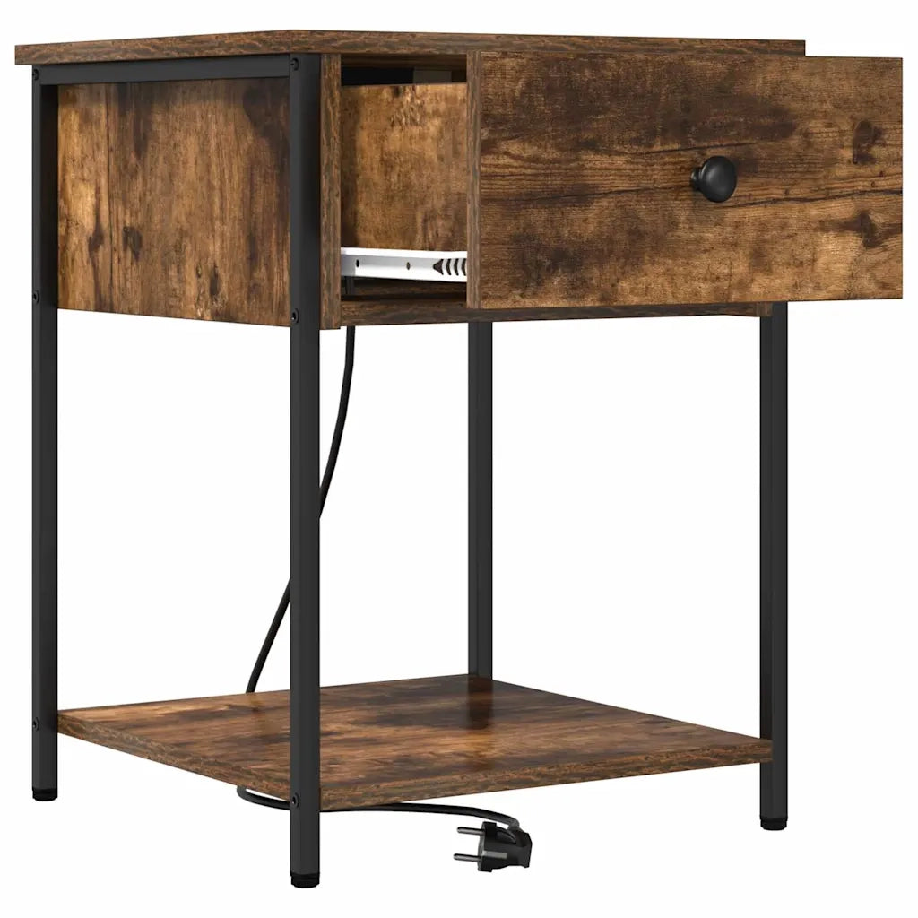 vidaXL Armadio da Notte con cassetto 2 pcs Rovere fumo 42 x 41 x 56 cm