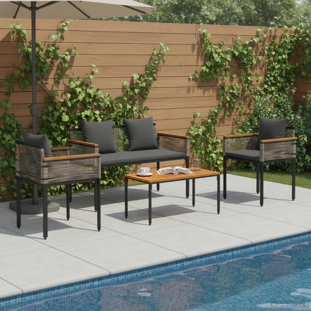 Set di Mobili da Esterno Grigio e Grigio Scuro polyrattan