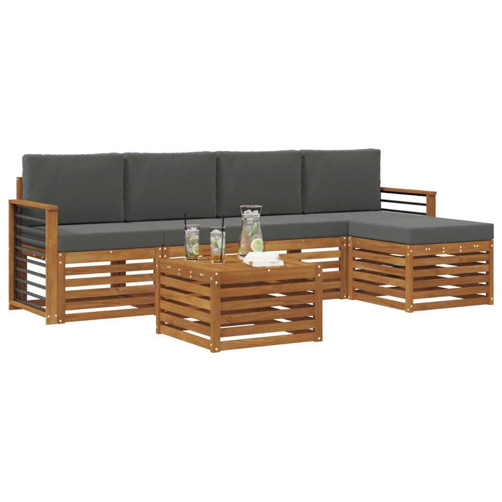 Set di divani da esterno con cuscino 6 pcs Naturale e Antracite 3374702