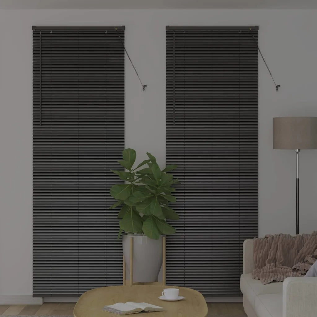 Tendaggi a Veneziana | Tenda a lamelle Nero 220 x 75 cm Alluminio