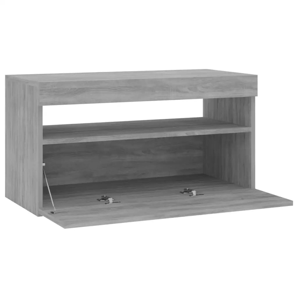 Mobile Porta TV con Luci LED Grigio Sonoma 75x35x40 cm 815125