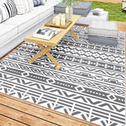 Tappeto da Esterno Reversibile con Motivo Geometrico e Borsa Inclusa, 182x274 cm, Grigio e Bianco
