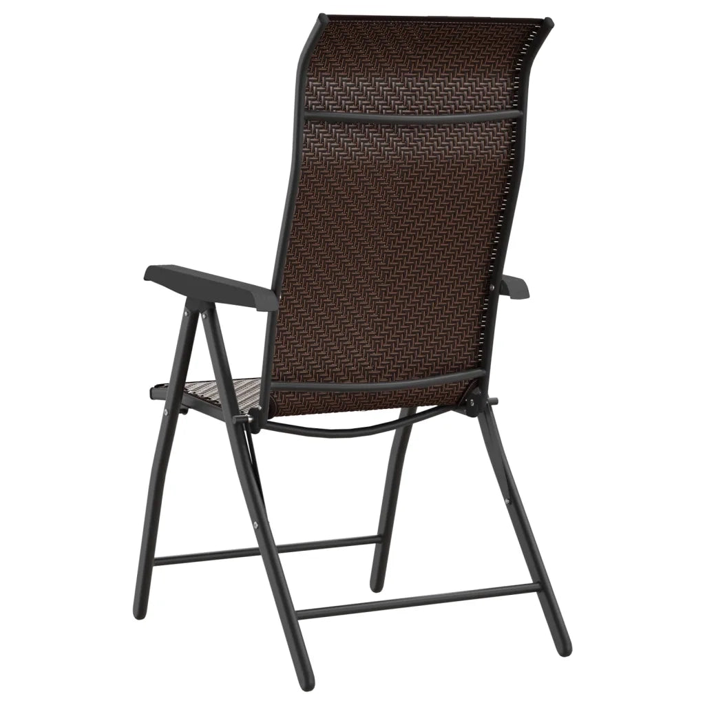 Sedie Pieghevoli da Giardino 2 pz | Sedie da Esterno Marroni in Polyrattan