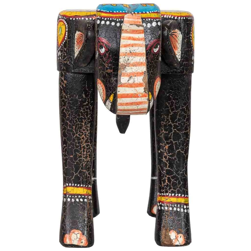 Sgabello in legno a forma di elefante multicolore 56x21x40 cm