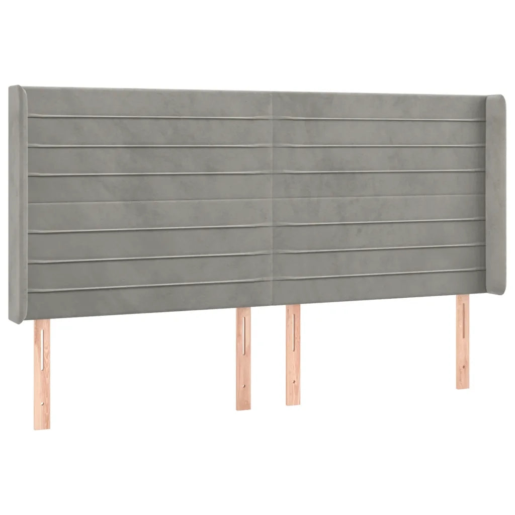 Testiera a LED Grigio Chiaro 163x16x118/128 cm in Velluto 3124242