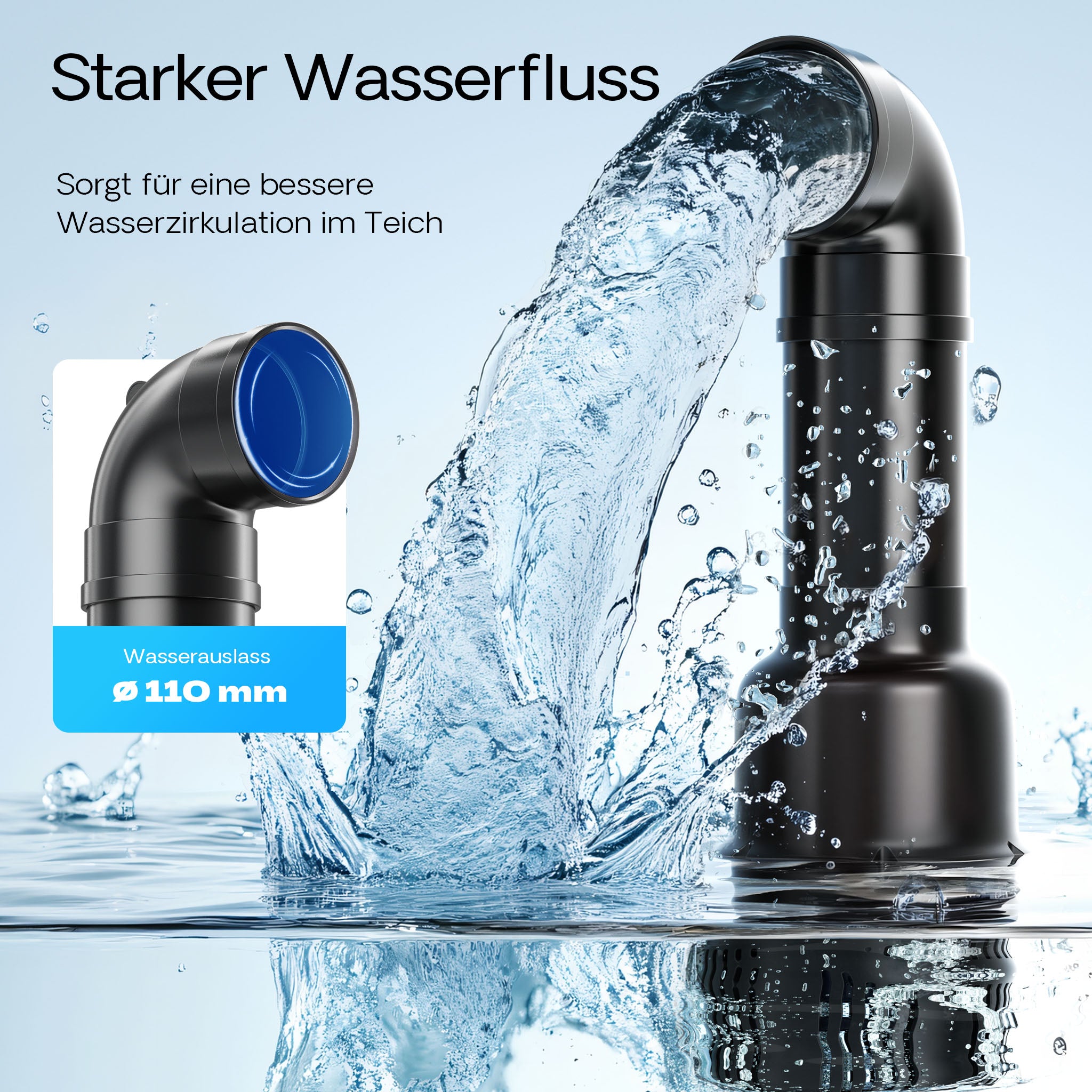 CEF-30000 Pompa a tubo per laghetto grande 30000 l/h 200 W, per ricircolo acqua