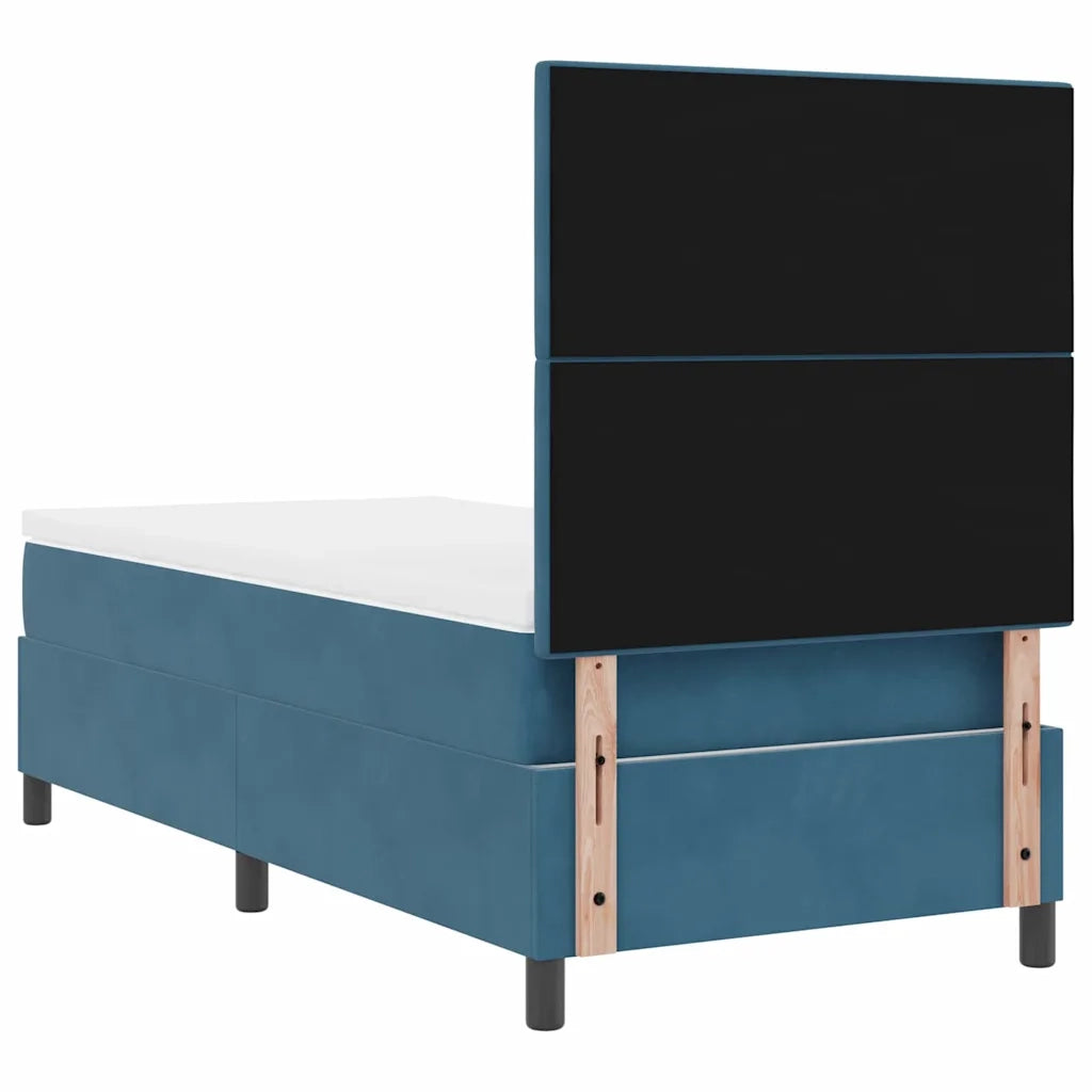 Letto a Sorgente LED con testiera Blu Scuro 90 x 190 cm Velluto 3343284