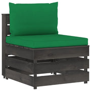 Divano Centrale Modulare con Cuscini in Legno Impregnato Grigiocod mxl 120556