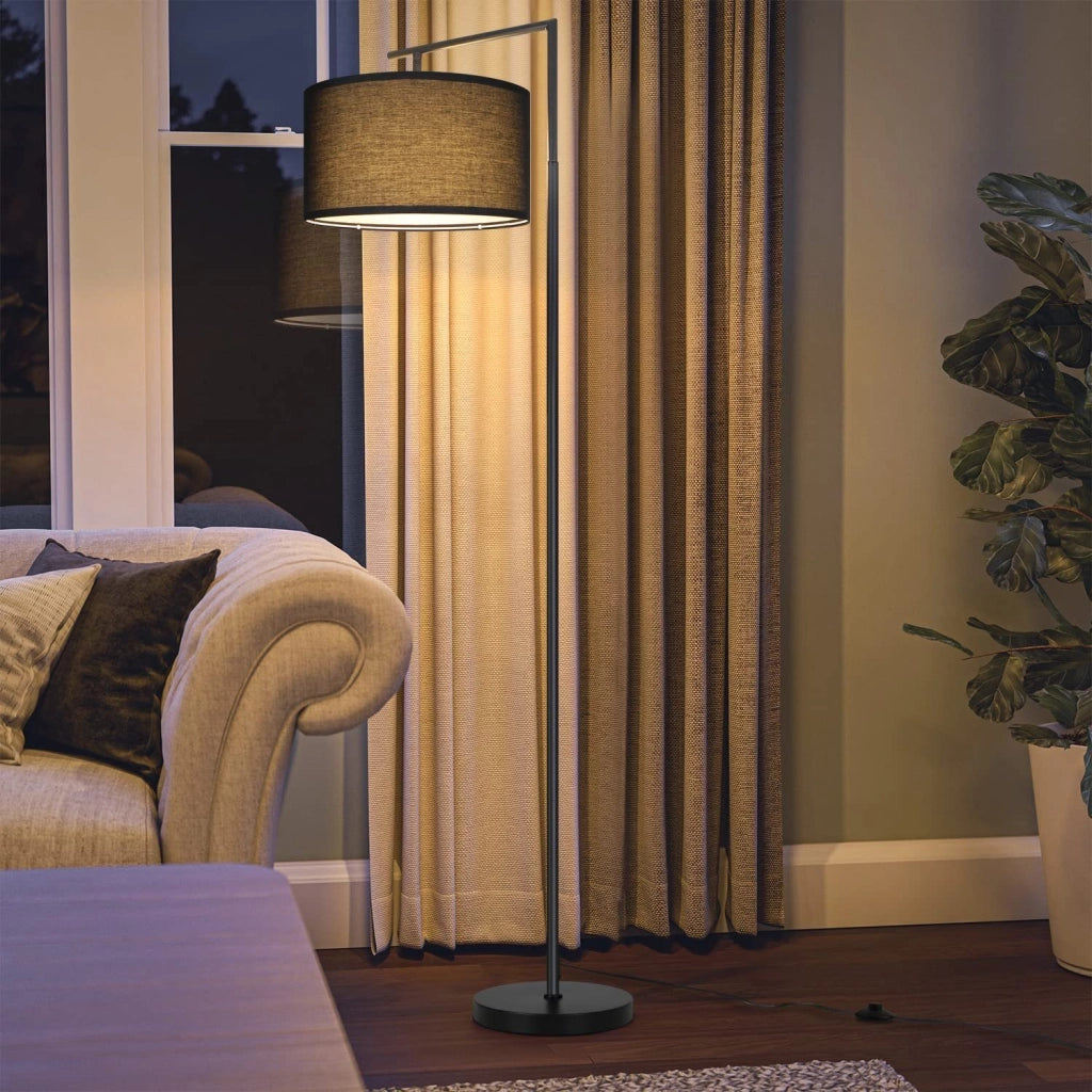 ZMH Lampada da terra per soggiorno design tessuto moderno lampada da lettura E27 con interruttore a pedale