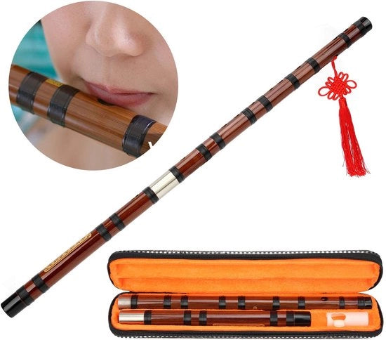 Kit di Flauto in Bambù per Principianti - Flauto Bambù Amaro - Kit di Flauto con Accessori - Bambù Seco per 8 Anni - Canti Cinesi Incisi - Sostenibile e Ben Saldato - Flauto in Bambù