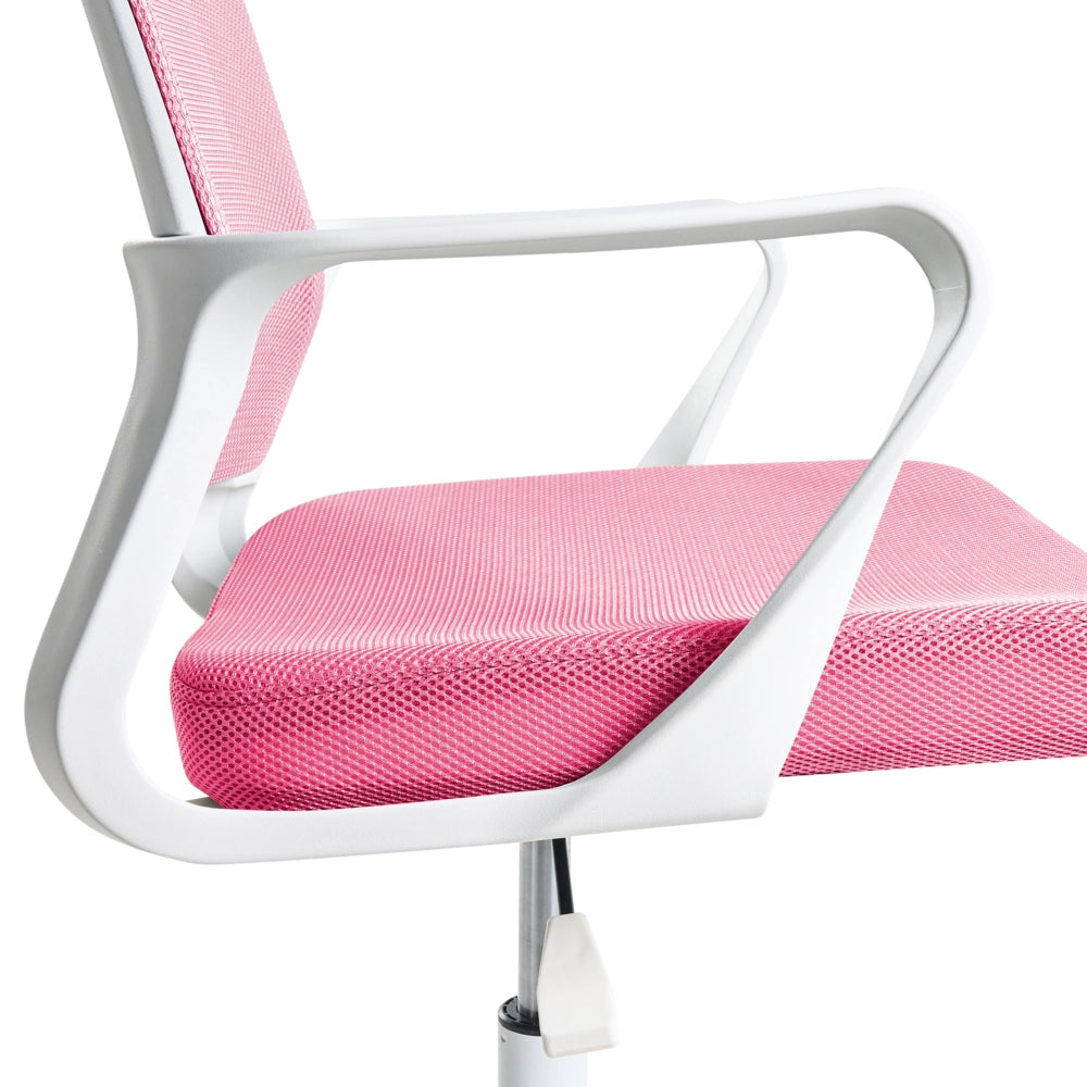 Sedia da ufficio in tessuto a rete rosa imbottitura regolabile in altezza girevole da scrivania per computer per ufficio domestico