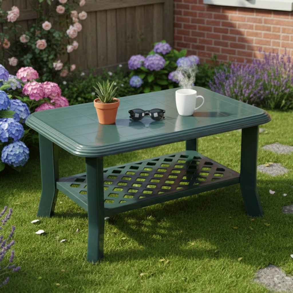 Ucria, Tavolino da Esterno 2 Posti Made in Italy, 90x60x46h cm Verde