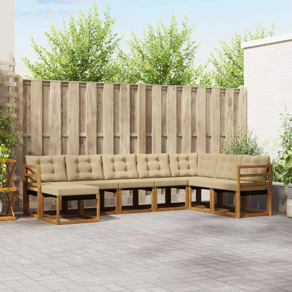 Set di divani da esterno con cuscino 8 pcs Naturale e Beige 3368944