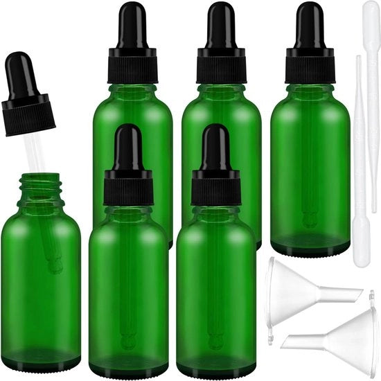 Fiale di olio essenziale verde - 12 pezzi - 30 ml - Mini flaconi vuoti per gocce oculari - Riutilizzabili - Flaconi di vetro per gocce oculari - Per uso domestico per feste e matrimoni