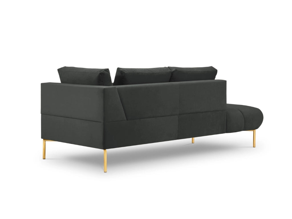 Cosmopolitan Design - Chaise longue sinistra "Hastings" 2 posti in velluto grigio scuro 
