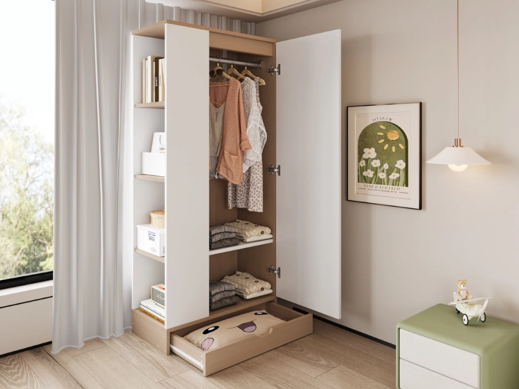 ARMADIO a 1 anta 70 x 40 x 170 cm Legno Bianco/Naturale