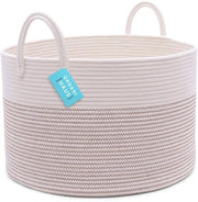 Cestino per bambini, Grande cesta in cotone, Cesta in cotone per bambino con maniglie, Cesta per bambino, Cesta per giocattoli per bambino - 50x33cm, Tessuto marrone