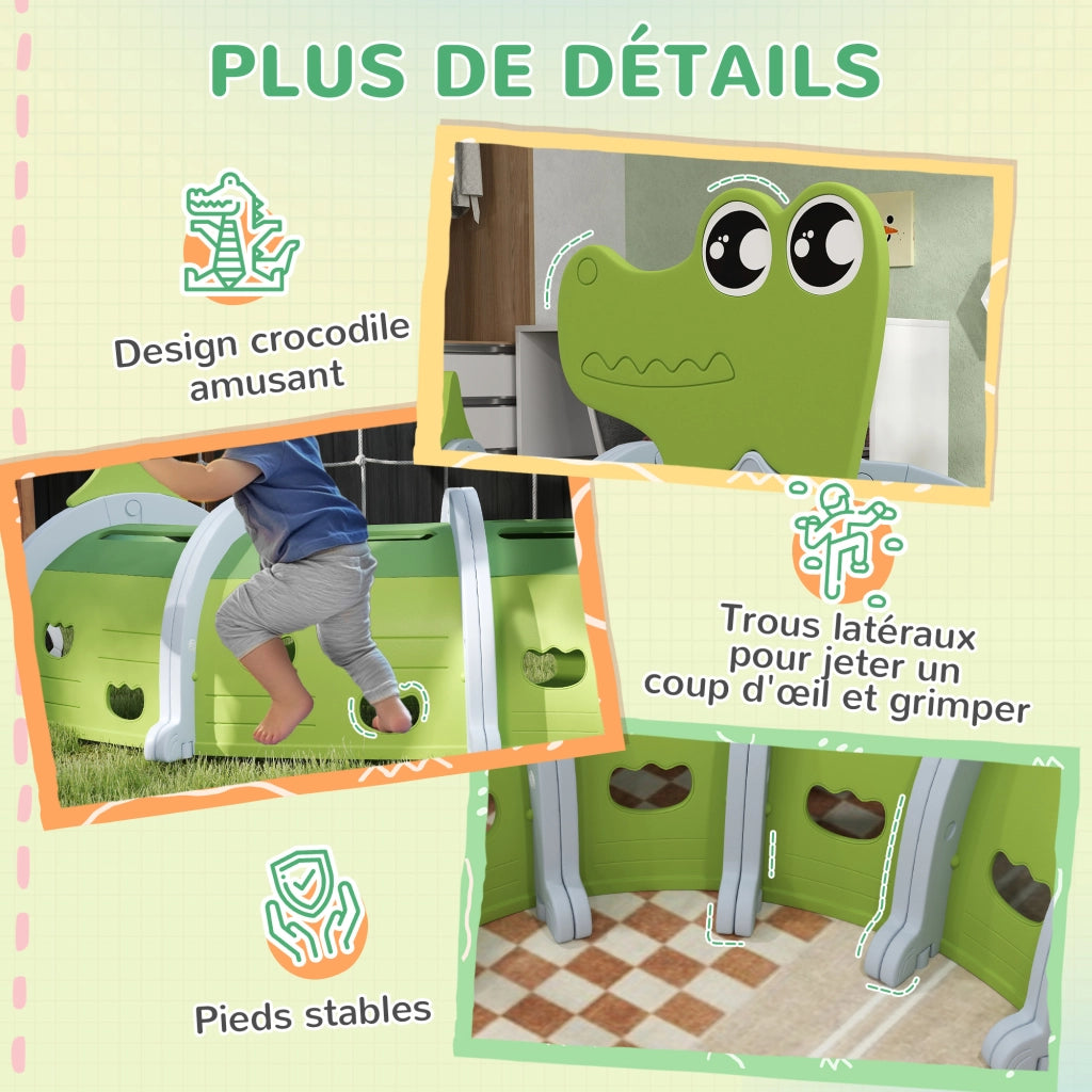 Tunnel Gioco per Bambini Forma Coccodrillo Modulabile ¨C zephmum ¨C Verde