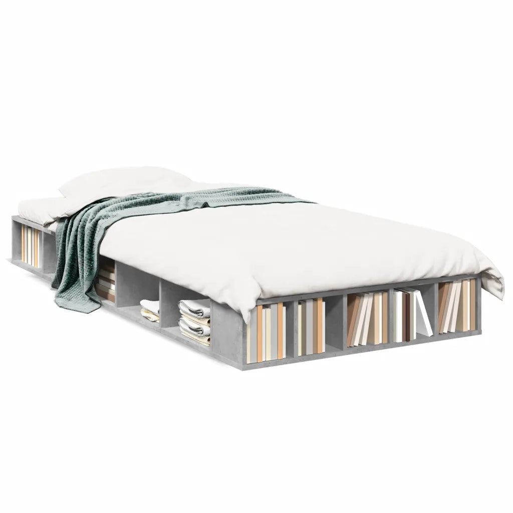 Giroletto-Struttura Letto Grigio Cemento 100x200 cm in Legno Multistrato 985372
