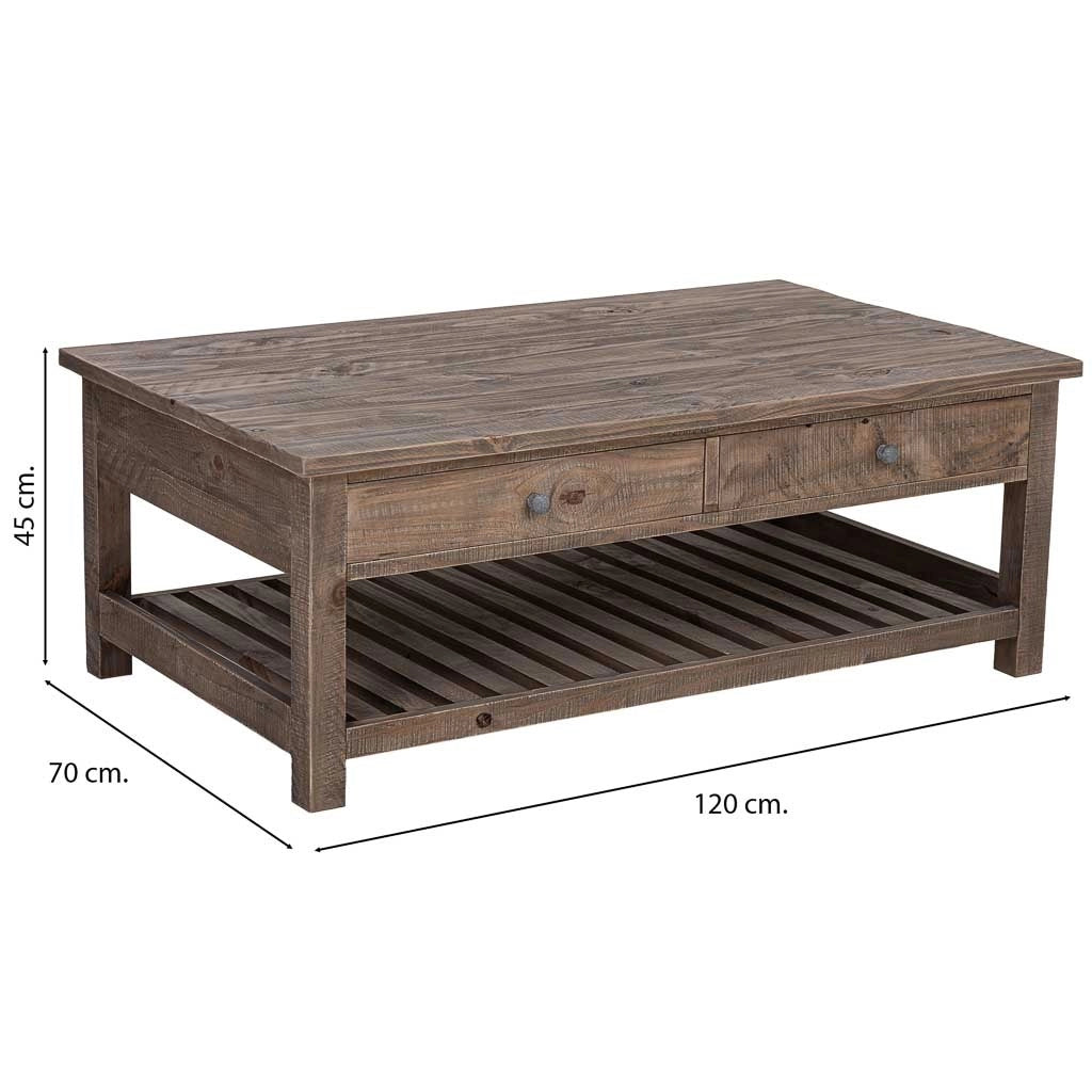 Tavolino in legno marrone 120x70x45h cm