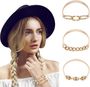 Set di elastici per capelli a 3 pezzi con bracciale - Accessori per capelli elastici - Sostenibili e eleganti - Realizzati con lega e materiale elastico