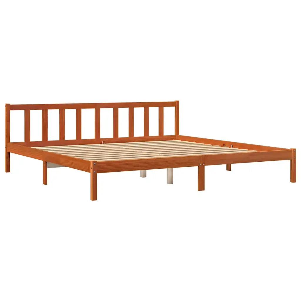 Giroletto senza Materasso-Struttura Letto Marrone Cera 200x200 cm Legno di Pino 701999