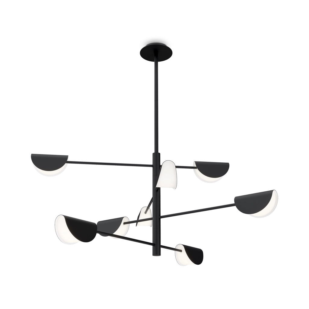 Maytoni Lampadario moderno Mollis 8 luci G9 nero metallo diffusore acrilico