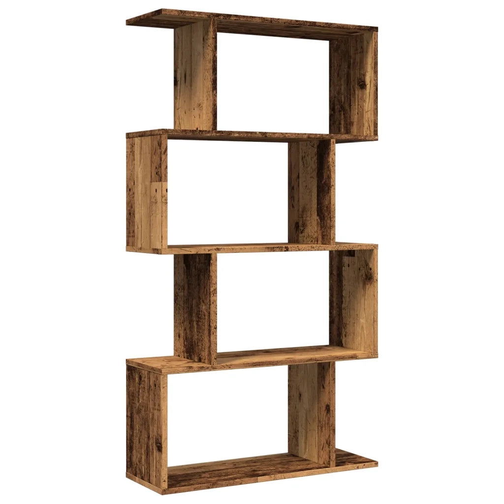 Libreria 4 Ripiani-Scaffale per Libri-Mobile di Stoccaggio Legno Vecchio 70x24x129 cm in Truciolato