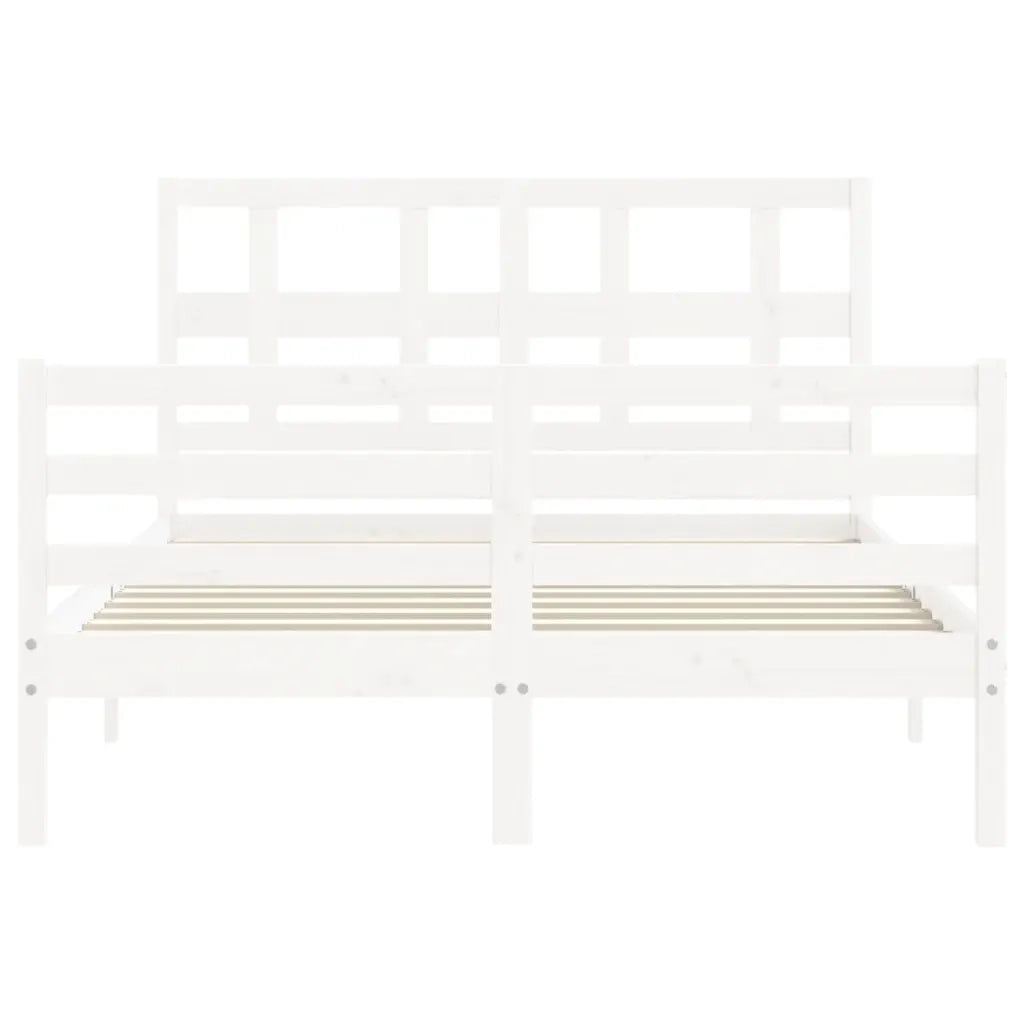 Giroletto con Testiera-Struttura Letto con testiera Bianco 140x200 cm in Legno Massello 968361