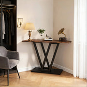Tavolo consolle stretto 110 x 30 x 80 cm in MDF e metallo; nero e marrone rustico