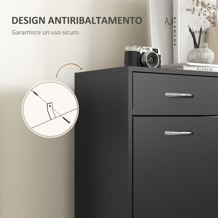 Mobile Scarpiera da 12 Paia 80x30x91,5 cm con Ripiani Regolabili e Cassetti in Legno Nero