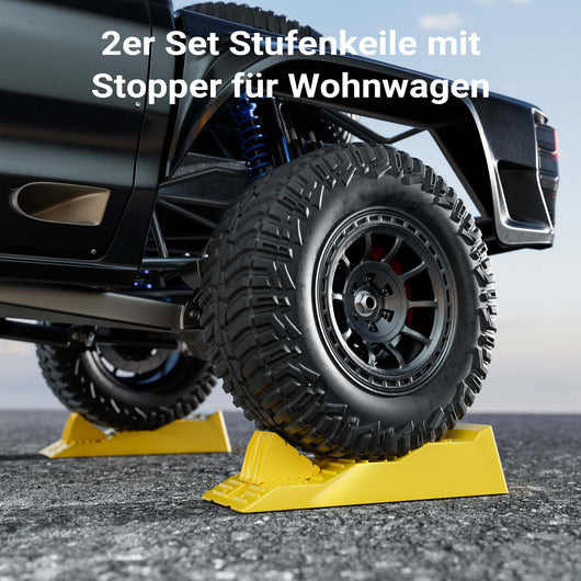 Coppia di cunei scanalati 40/70/100 mm con fermo, set di 2 cunei di livellamento con capacità di carico di 3 t, per roulotte, camper, rimorchi